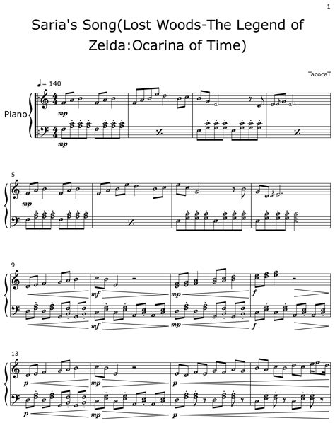 saria's song sheet music|zelda saria song sheet music.